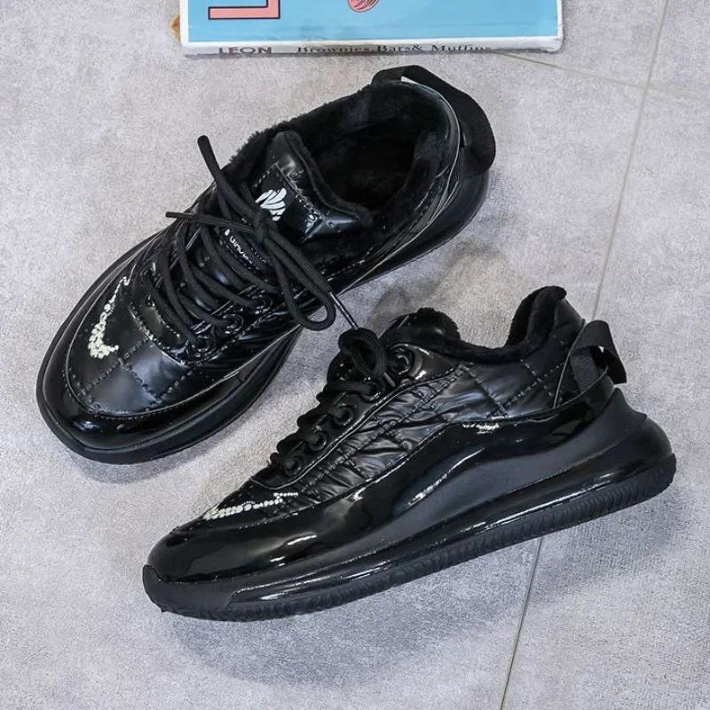 Tênis Sapatos para Mulheres Preto Feminino Esportes Botas de Neve Elegantes Com Salto Médio Em Promoção Alta Qualidade Tamanho Grande Quente Deslizamento