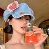 2025 Japanese Button Denim Beret Women's Summer Sweet and Cute Sunshade Love Cloud Octagonal Hat