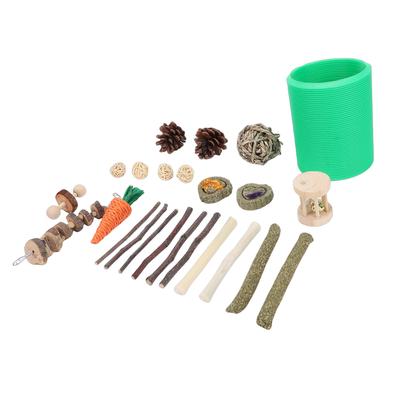 Hamster Toys Set with Tunnel Chewable Wood Timothy Hay Guinea Pig Enrichment Chew Toys for Small Animals Small Animal Chew Toys