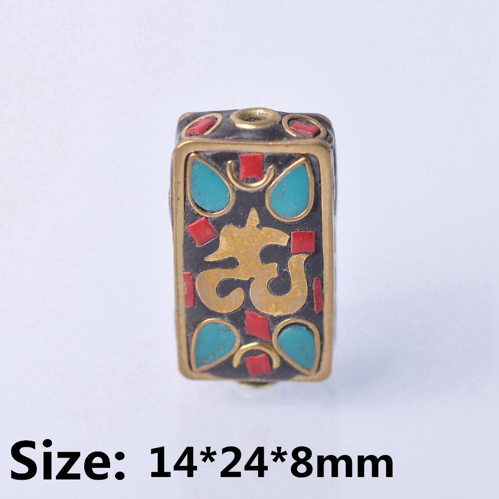 Handmade Nepalese Buddhist Tibetan Brass Metal & Clay Loose Craft Beads for Necklace Jewelry Making DIY