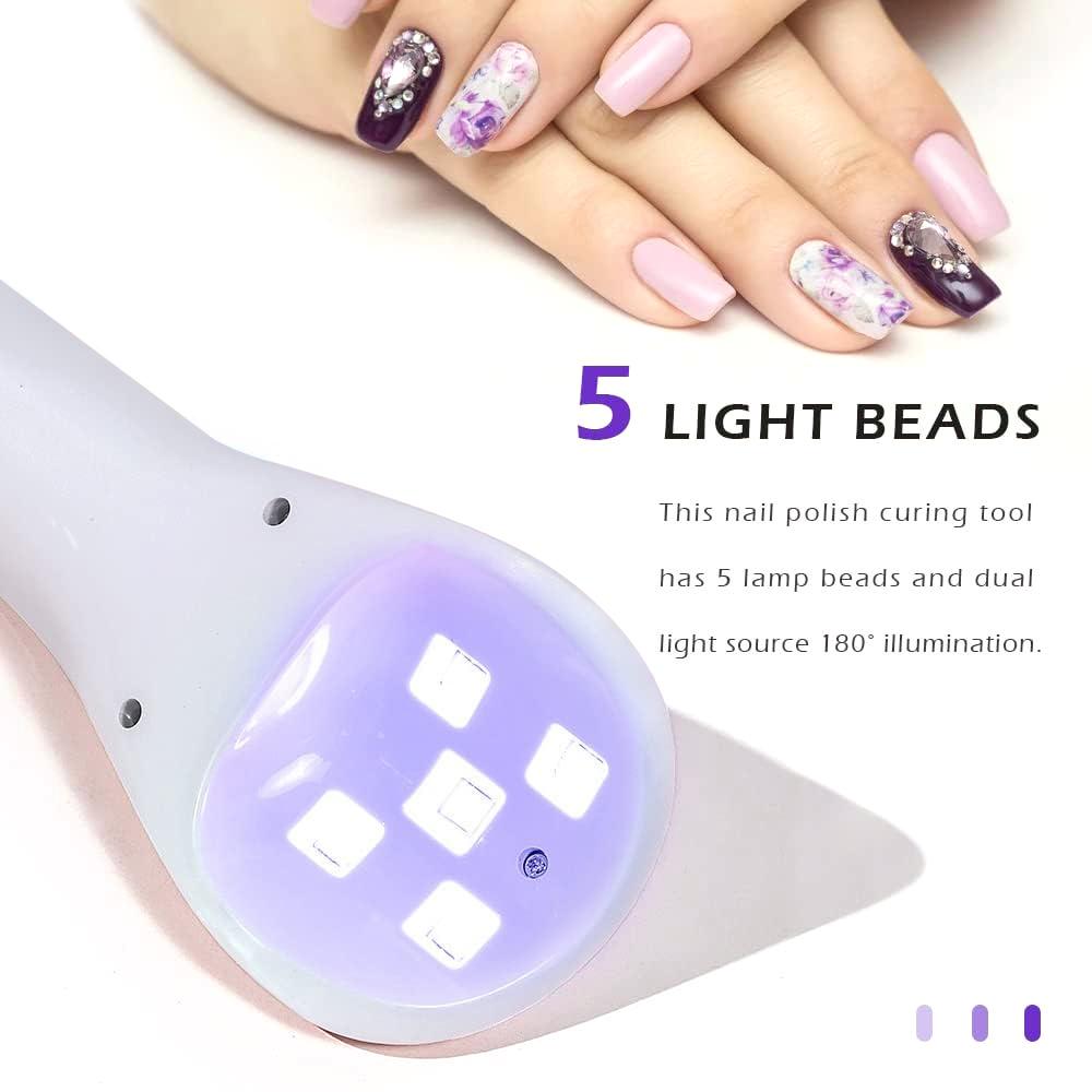 YIKOOLIN Handheld UV LED Nail Lamp USB Rechargeable Mini Manicure Lamp Nail Dryer With 5 Lamp Beads Quick Drying Gel Nail Polish