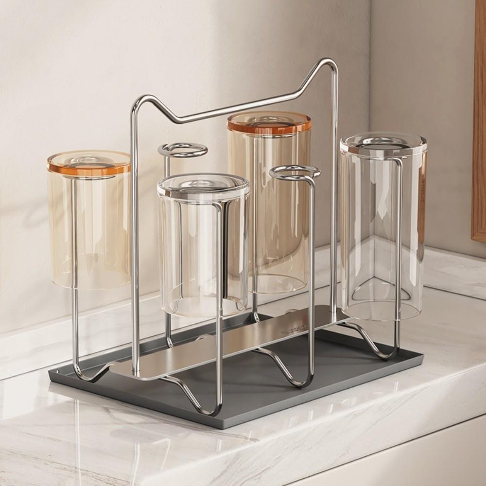 Edelstahl Tassen-Trockenständer Große Kapazität Glasbecher-Aufbewahrungsständer Glasbecher-Abtropfgestell Halter Bar