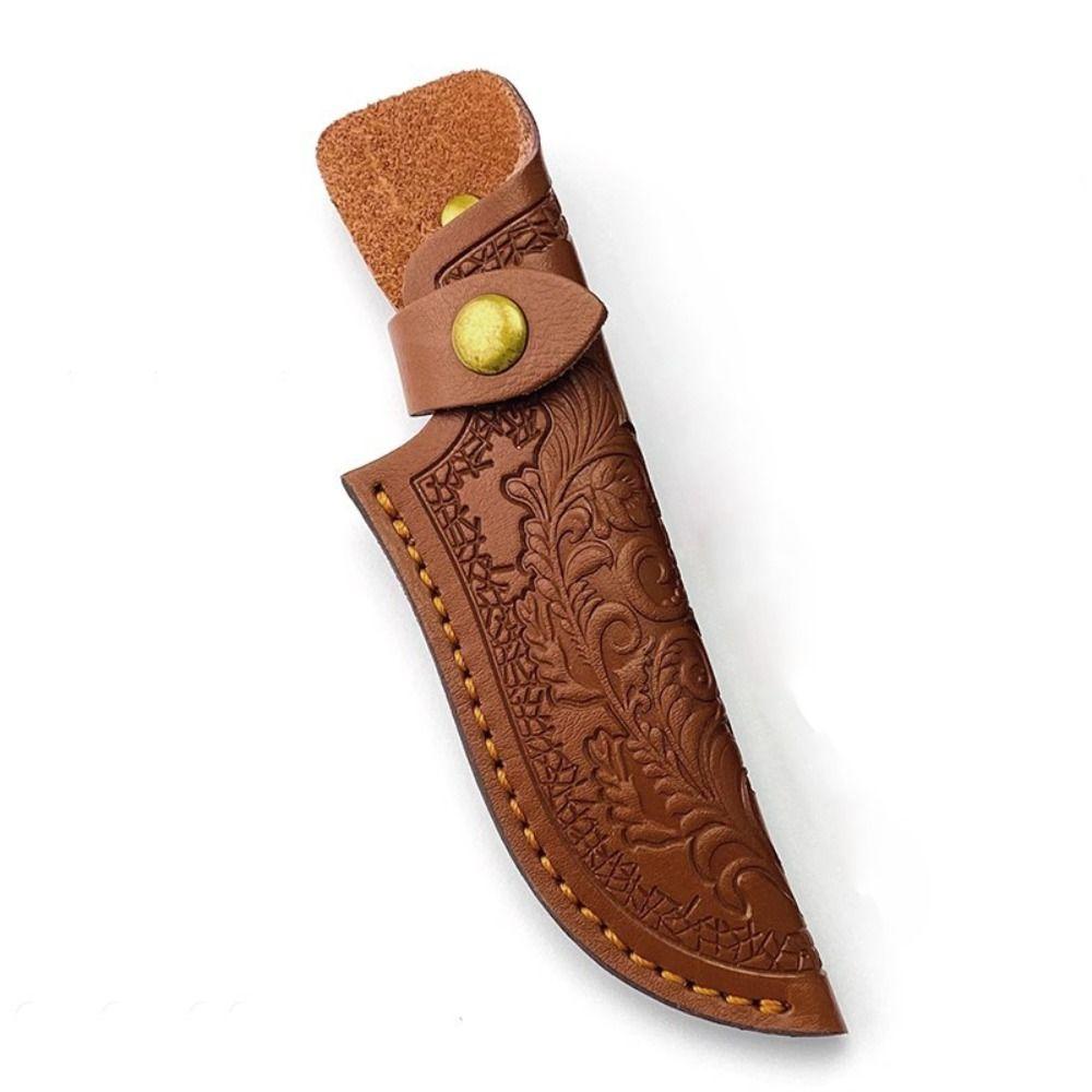 Multi-function Leather Sheath Brown Straight Knife Cover Waist Belt Buckle  Outdoor Tool