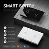 Flush Mounted Double Smart Home Light Switch Black White Tempered Glass Wifi 2.4GHz Wall Switch Neutral Wire or Capacitor
