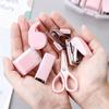 8pcs/set Portable Hole Punch, Staple Lifter, Tape Dispenser, Small Tape, Pencil Holder, Scissors And 500 #10 Staples.