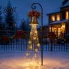 Holiday Path Lighting for Walkways Solar Snowman Garden Stake Light Flowing Waterfall LED Fairy Light with Christmas Landscape Yard Star Snowflake,