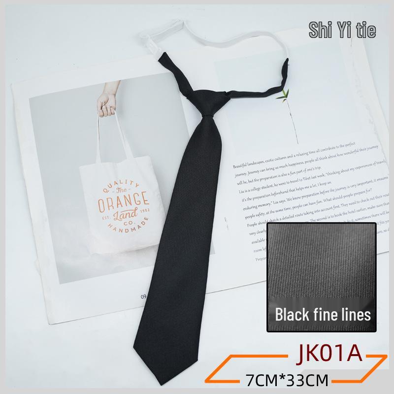 JK Women's No-Knot Black Stripe Academic Style Tie – Korean & Japanese School Uniform Accessory