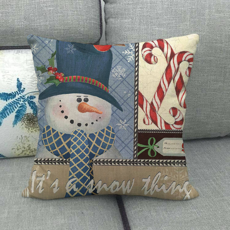 Christmas Happy Cartoon Pattern Digital Printing Short Plush Pillow Covers For Car Sofa Office Cushion Cover Home Goods