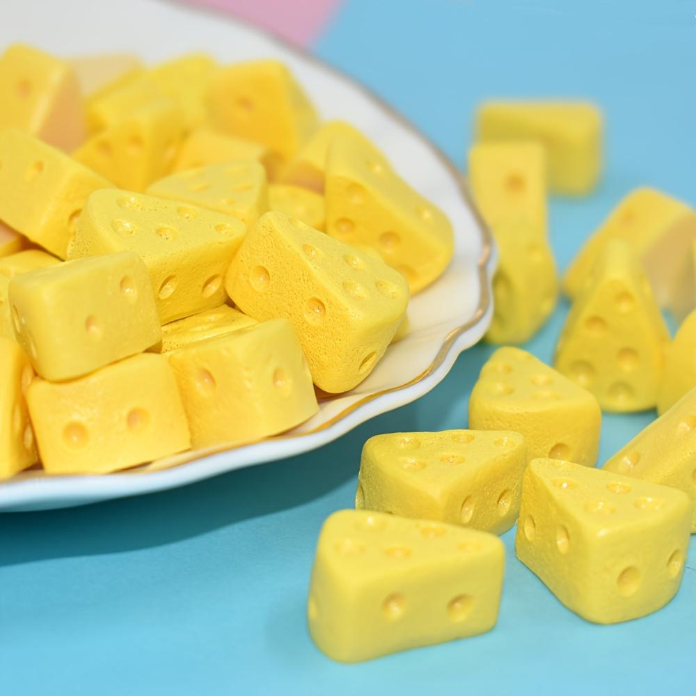 10 Mini Cheese Model DIY Craft Accessories - Realistic Yellow Cheese Blocks with Brown Mud Layer, Perfect for Jewelry, Home, and
