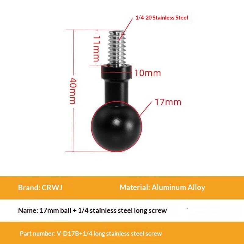 Aluminum 15Mm/17Mm/19Mm/20Mm/25Mm Ball Head Adapter To M6 1/4 Bolt For Motorcycle Phone Holder Car Bracket Camera Stand