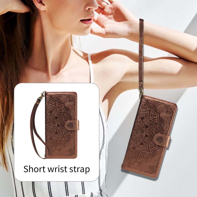 Skórzane Etui Na Telefon Do Motorola Moto G56 G86 G57 G67 G77 G06 Power G15 G05 G35 G55 G75 G85 5G Mandala Kwiat Portfel Klapka
