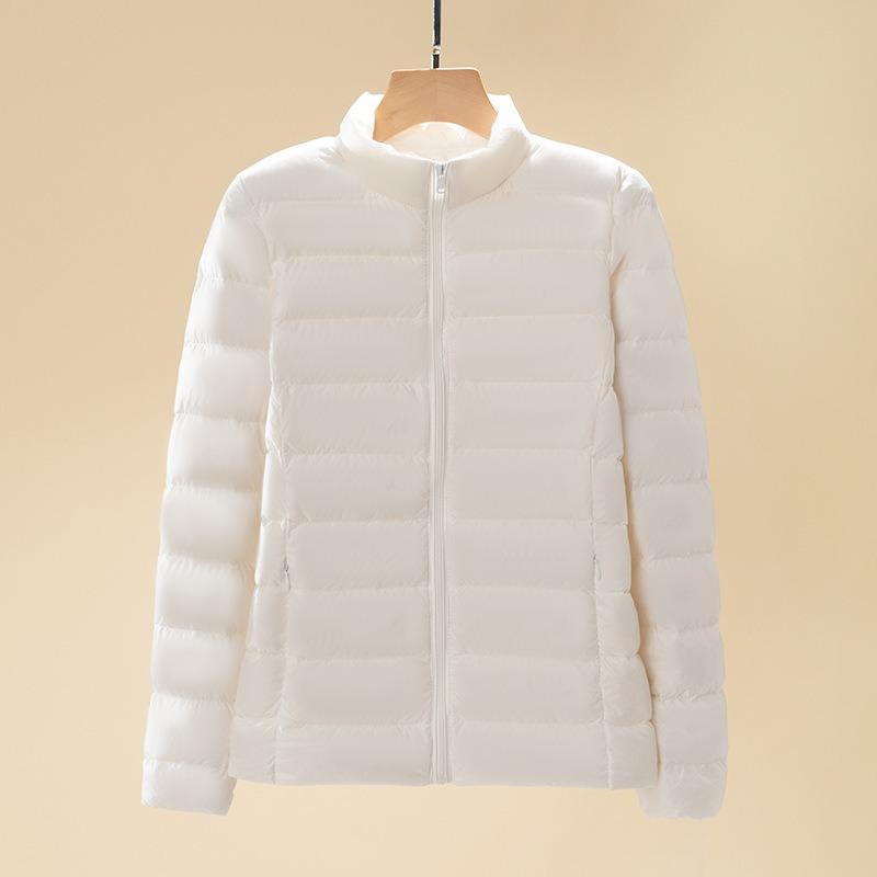 Light Down Jacket Women's Short Autumn and Winter New Stand-up Collar Large Size Lightweight White Duck Down Jacket