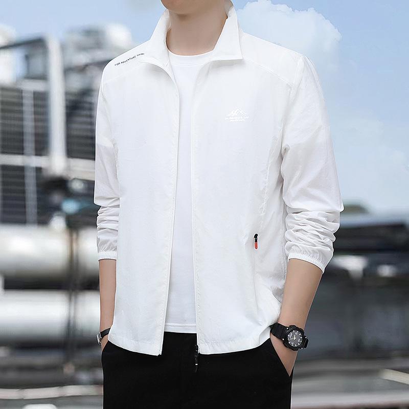 Men's Summer Stand-up Collar Loose Fit Casual Outdoor Windbreaker - Breathable, Hoodless Skin Coat