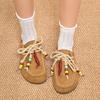 Fashion 2025 NEW Fashion Colored Beads Lace Up Casual Shoes Women 2025 Autumn Comfort Round Toe Sneakers Soft Non Slip Shoes