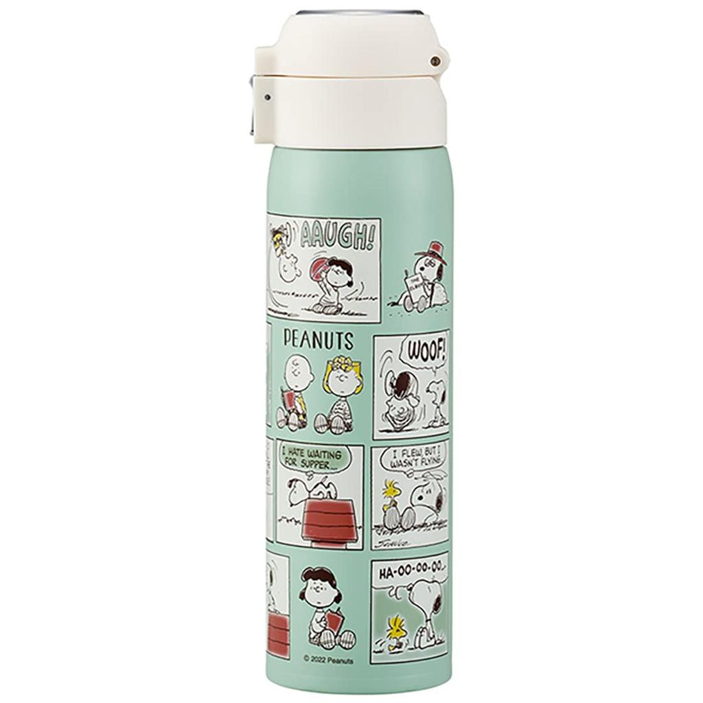 Skater Straw Mug Insulated Stainless Steel Water Bottle, 480ml, Bottle, Snoopy, One-Touch Open, STOT5ST-A