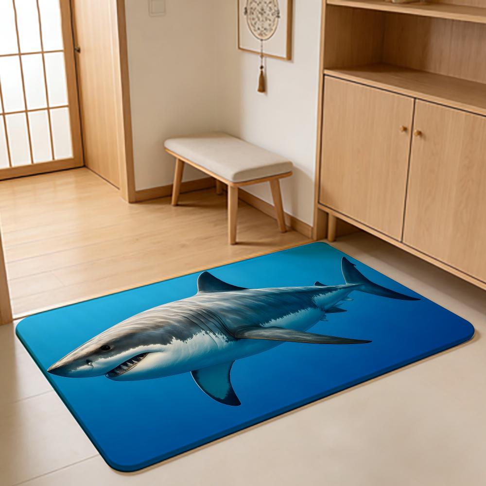 ANIME G-Great White Shark Floor Mat Absorbent Floor Mat Non-Slip Entrance Rug for Bathrooms Restrooms and Toilets