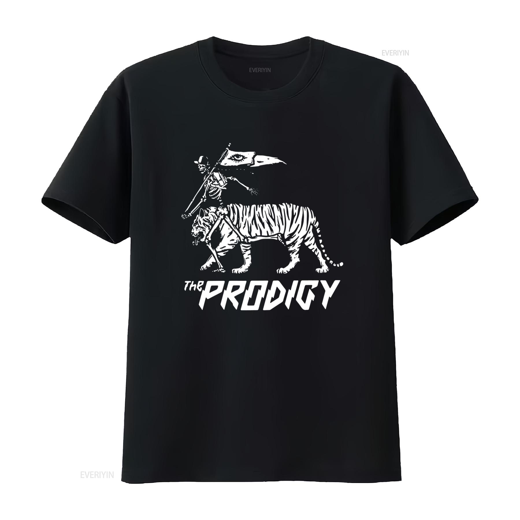 

Vintage The Prodigy Band Fan Cotton Black T Shirt All Sizes Skeleton Riding Tiger Design vintage Washed Slightly 4XL
