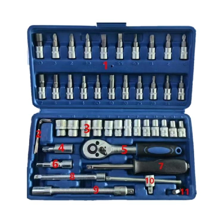 

46 in 1 Ratchet Wrench 1/4inch Drive Socket Screwdriver Bit Driver Quick Releases Ratchet Wrench Repair Hand Tool 1