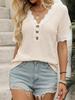 Women Casual Vacation Drop Shoulder V Neck Short Sleeve Lace Patchwork Top