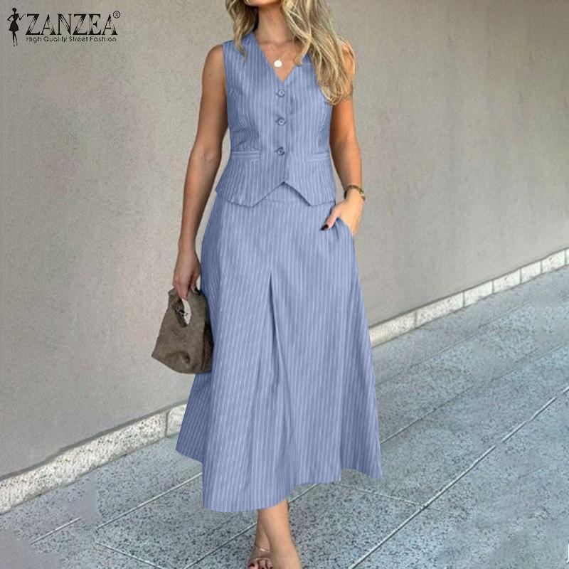 

ZANZEA Womens Sleeveless Vest Tops and Skirts Summer Two Piece Suit Sets S чёрный