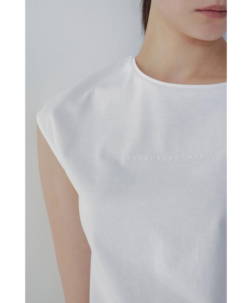 Bobeu Lettering Print Shirred T-Shirt_White 7156240011