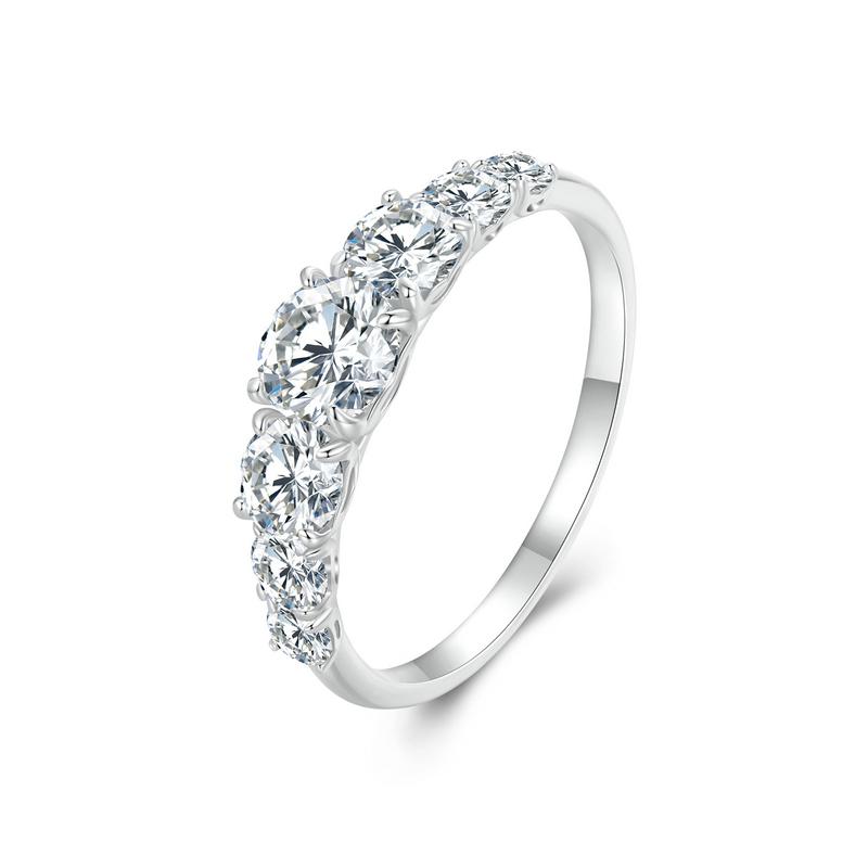 Bamoer Full Moissanite Ring Sterling Silver Unique Moissanite Stones Design Certified Rings Women Fine Jewelry 5