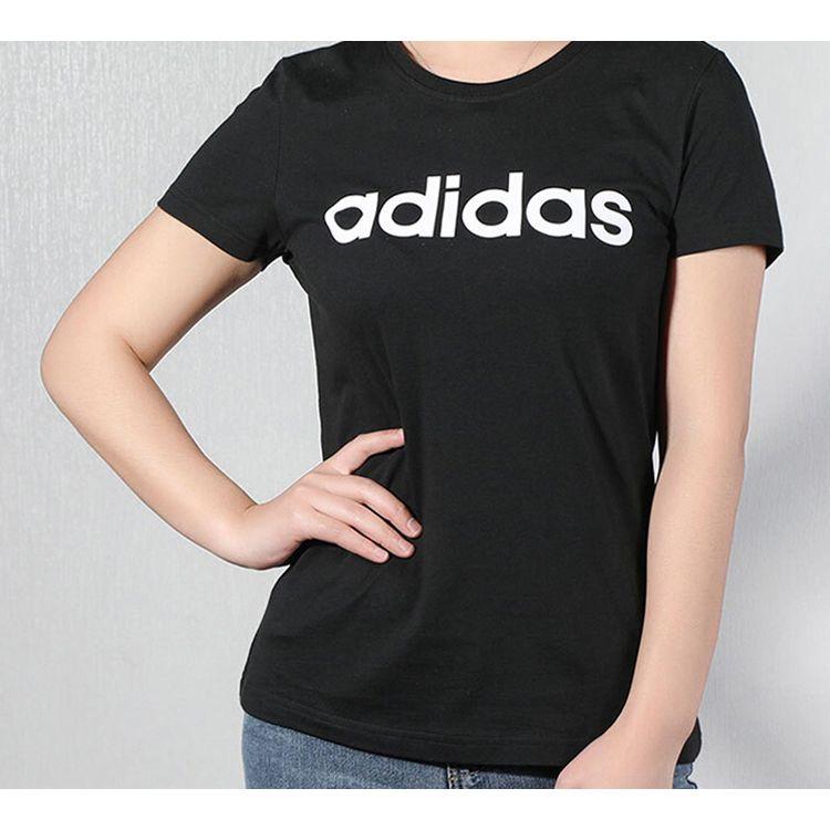 Adidas Neo Essential Logo Stripe Short Sleeve T-Shirt Women Tops Black FP7868