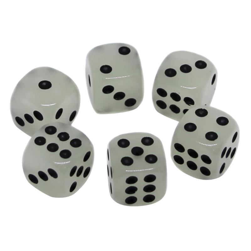 10Pcs Luminous-Dices Set Glow in The Dark Dices Set 14/16mm 6 Sided Dices Cubes
