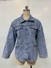 Women's Oversized Ripped Denim Boyfriend Jacket