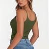 Camiseta Casual de Moda para Mujer, Chaleco de Cuello Redondo, Tops Ajustados de Color Liso