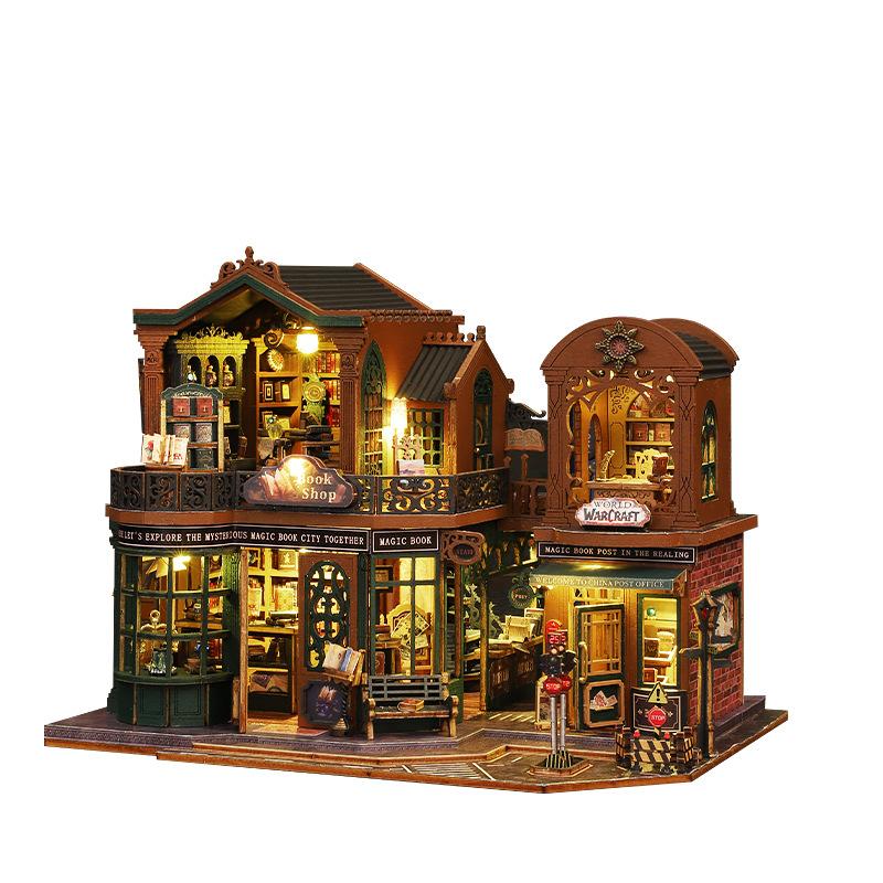 Jiate DIY Miniature House Twilight Bookstore Handmade Villa Model Kit Creative Stress Relief Birthday Gift