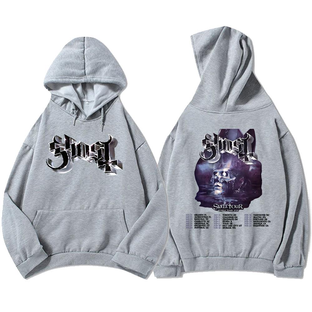 Ghost Skeletour World Tour 2026 Hoodies Rock Band Street Style Fashion Sweatshirts Winter Fleece Hooded Pullovers Men Women Tops