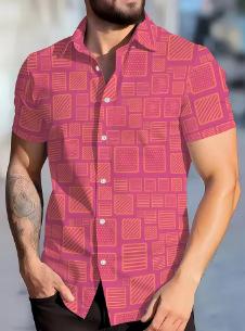 2026 Summer New Men s Short-Sleeved Shirt Patterned Print, Street Casual Fashion, Comfortable, Soft, and Breathable XXS