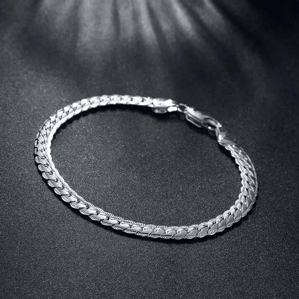 special 5MM Flat Chain   Copper Bracelets necklace Jewelry set for men Women Fashion Party wedding gift