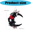 Gothic Halloween Wall Wreath, Moon Shape Rose and Skull Wreath Hanging Decoration for Front Door, Entryway, Room, and Themed Party Backdrops Display