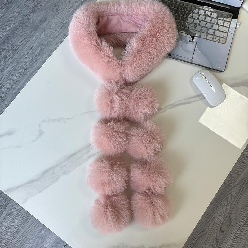 New Magnetic Imitation Fox Versatile Scarf, Women's Autumn and Winter Korean Version Light Luxury Shawl, Plush Hairball Temperament