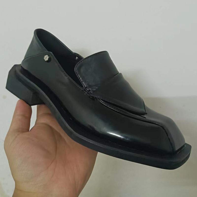 Fashion Retro Square Toe Chunky Platform Loafers Women Concise Fashion High Heels Shoes Women Street Style Slip-on Shoes Footwear 2025