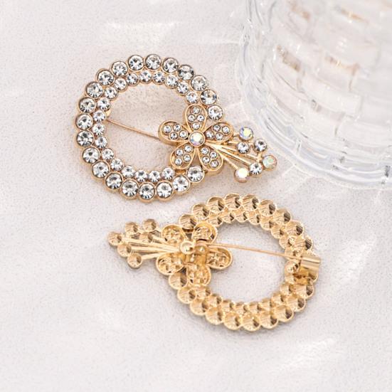 Decorative Shirts Brooch Women Hollow Rhinestone Ring Brooch, Dainty Circle Lapel Elegant Pin Pin, Sweater Cardigan Coat Dress Jewelry Accessories