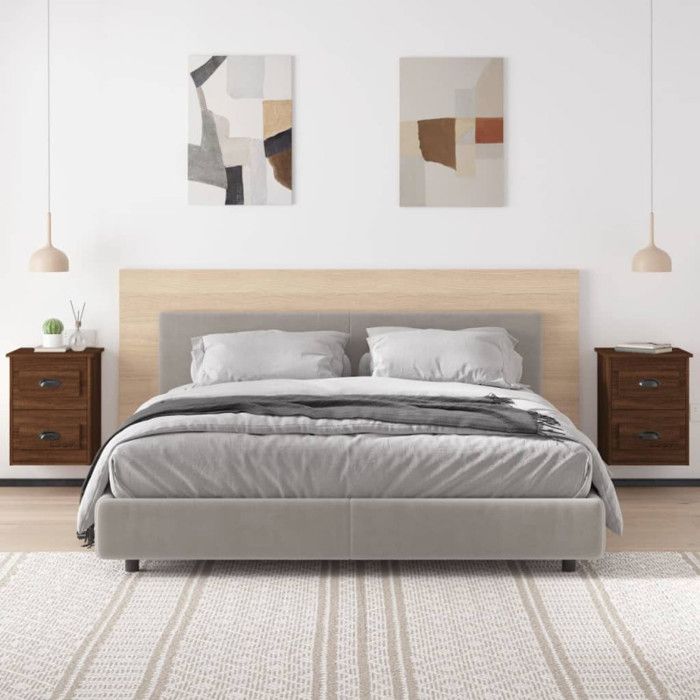 VidaXL Tables de chevet murales 2 pcs Chêne marron 41,5x36x53 cm 816407