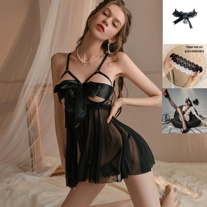 Summer Sheer Nightgown: Sexy Bowknot Pajamas for Women
