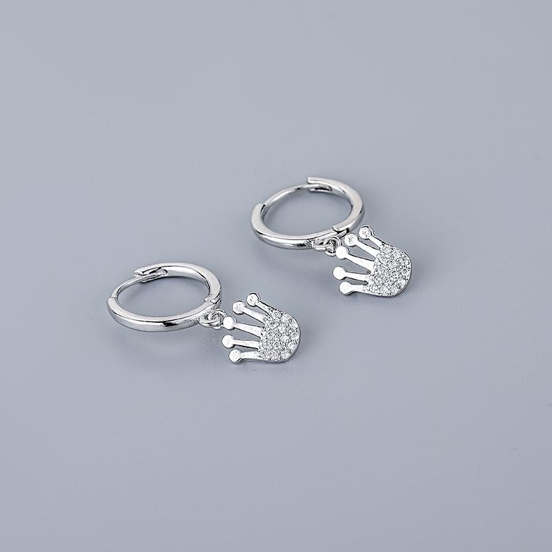 ANENJERY Mode cubique Zircon croix étoile lune pendentif boucles d'oreilles pour femmes or argent couleur boucle d'oreille bijoux Pendientes