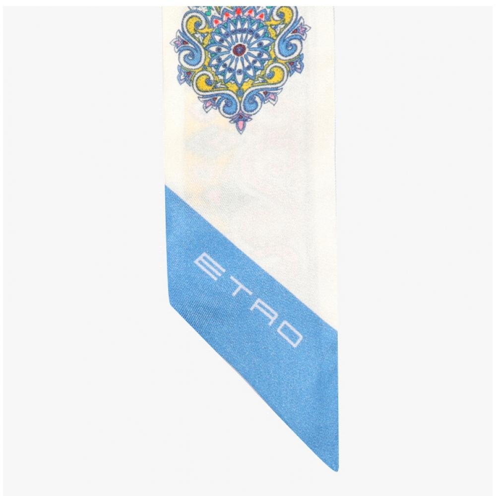 Etro Medallion Paisley Skinny Twill Silk Scarf Wata0016ak638