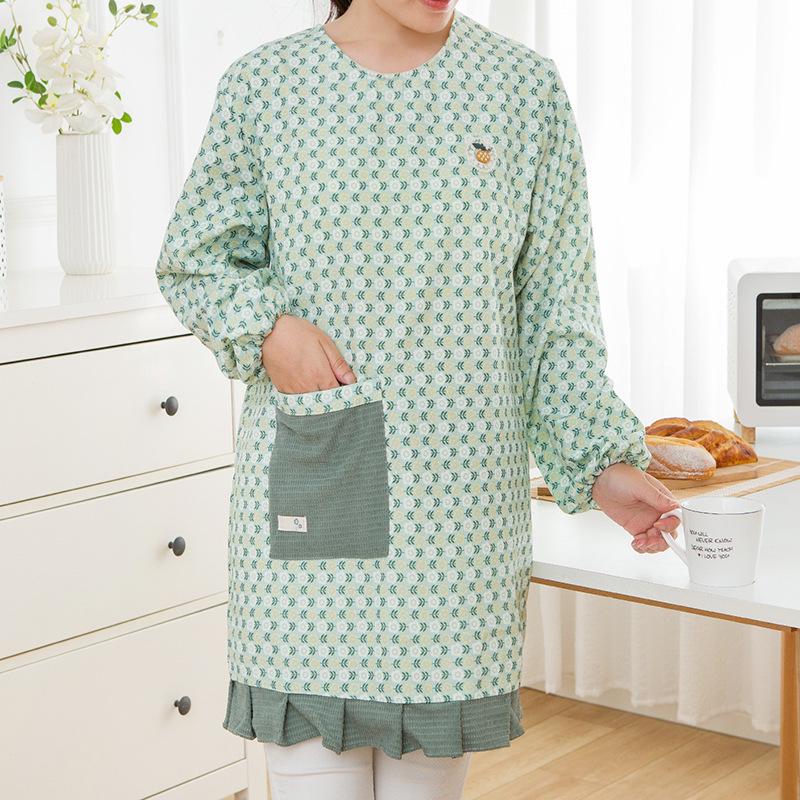 2023 Women's Long Sleeve Printed Kitchen Apron - Oil-Proof Fashion Smock for Cooking