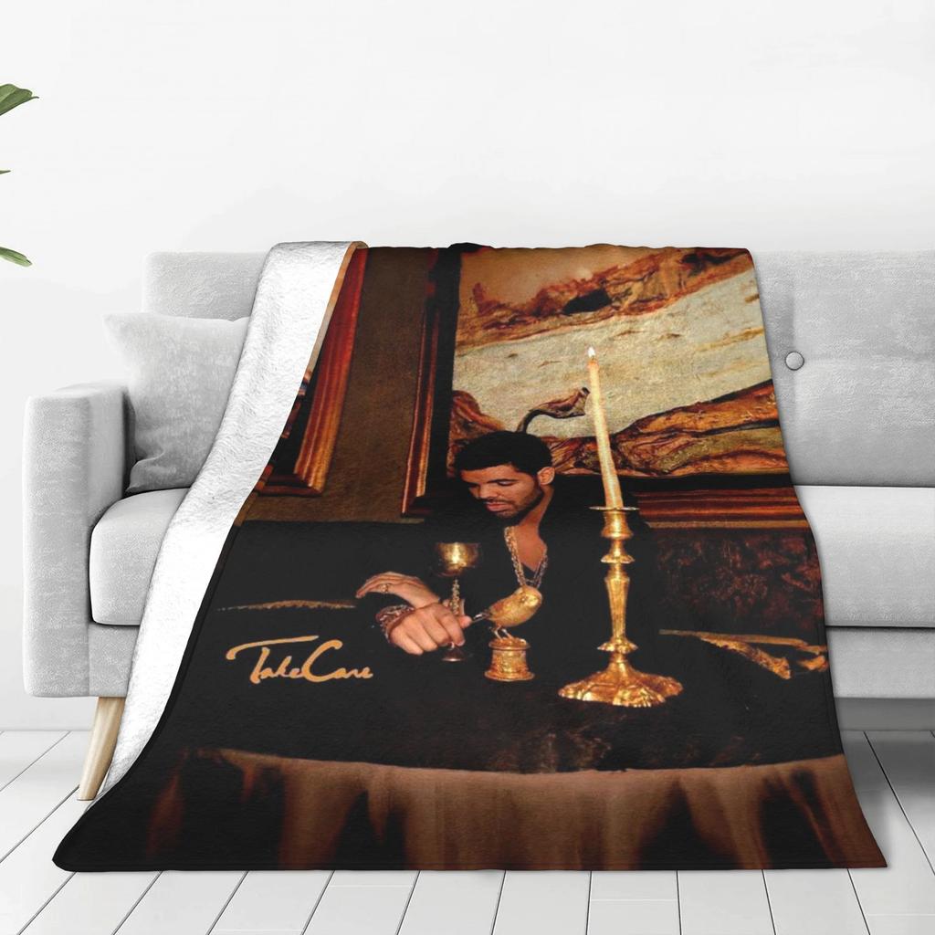 Flannel Throw Blanket Hip Hop Rapper Drake Take Care Album Warm Plush Blankets Soft Bedding for Bed Livingroom Home Travel Couch