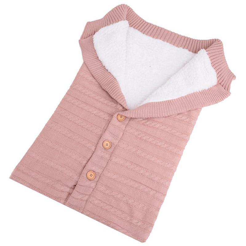 Baby Knitted Plush Sleep Sack With Buttons For Outdoor Use And Warmth