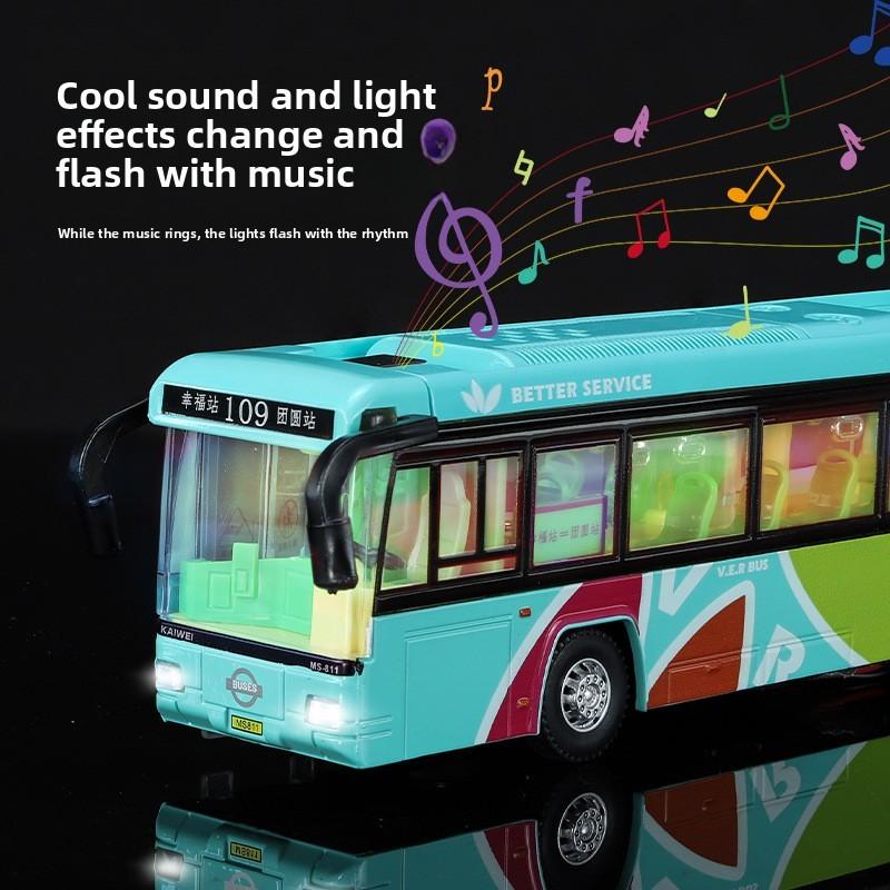 Simulation Alloy City Sightseeing Bus Model Toy With Sound And Light Functions