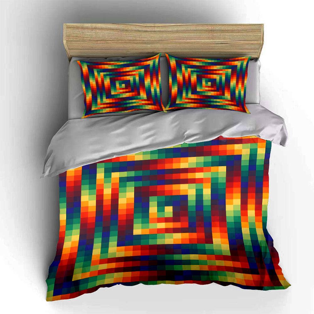 "Rainbow Geometric Bedding Set" Bedding Duvet Cover Set Duvet Cover Pillowcases (1 * Duvet Cover 2 * Pillowcases, Without Duvet Insert)