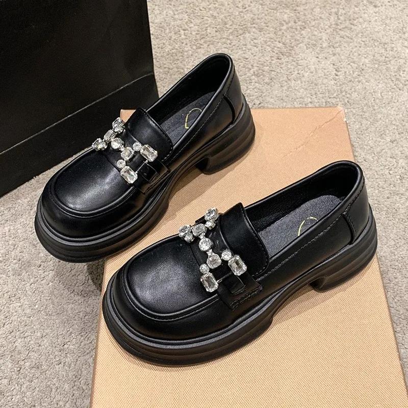Chaussures Oxford Femme à Plateforme - Cuir épais - Bout Rond - Lacets - Style Classique Confortable