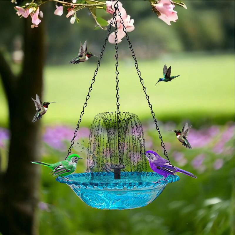 Water Fountain Bird Bath Solar Powered Water Dispenser Elegant Bath Bowl Design Sturdy Outdoor Bird Feeder Decorative Bird Baths