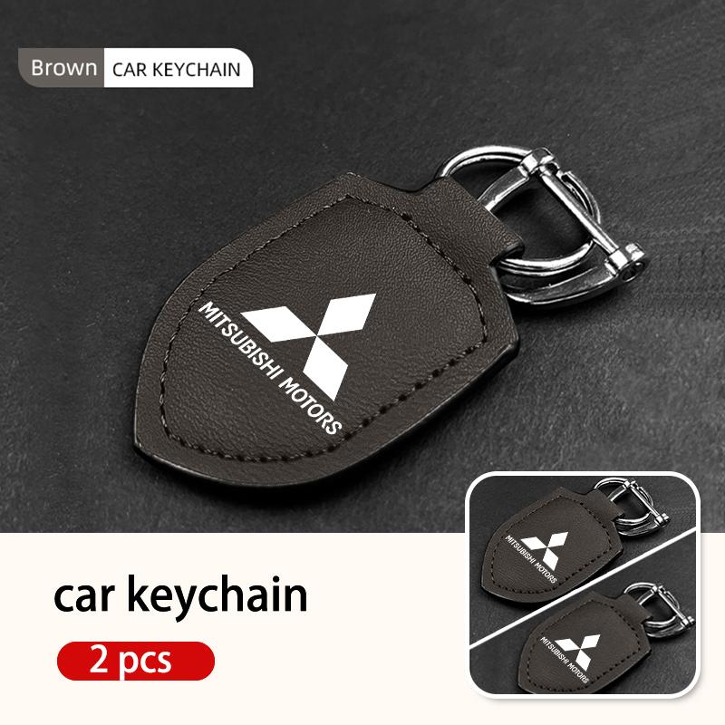 For Mitsubishi Fashion Leather Car Keychain Retro Style Keyrings Accessories Outlander Lancer L200 ASX Pajero Grandis Eclipse